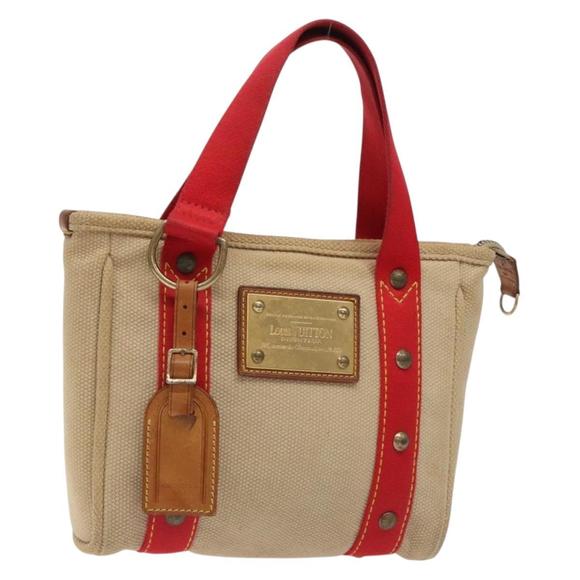 LOUIS VUITTON Antigua Cabas PM Hand Bag Red Beige M40038 LV Auth BA4135 - Picture 1 of 16